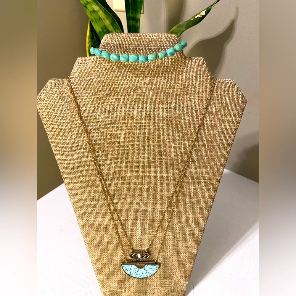 Boho blue long necklace